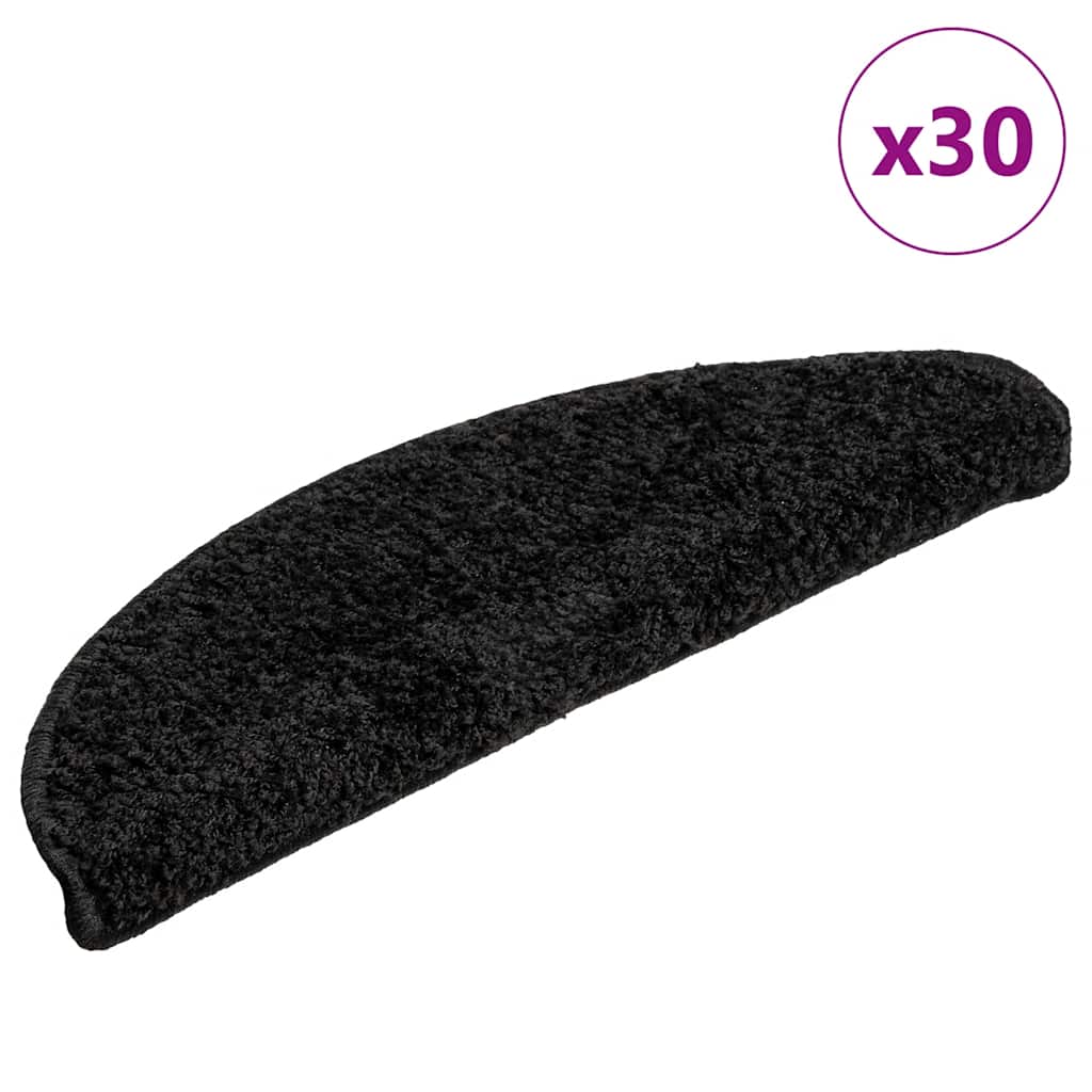 Vidaxx alfombrillas para escaleras 30uds 56x17x3 cm negro semicircular
