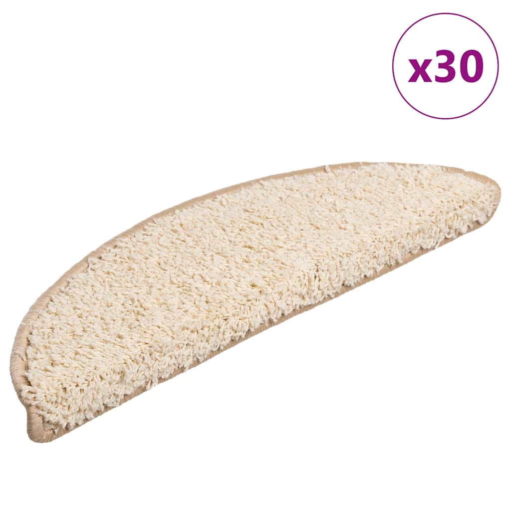 Vidaxl trapmatten 30 st 56x17x3 cm crème halfrond