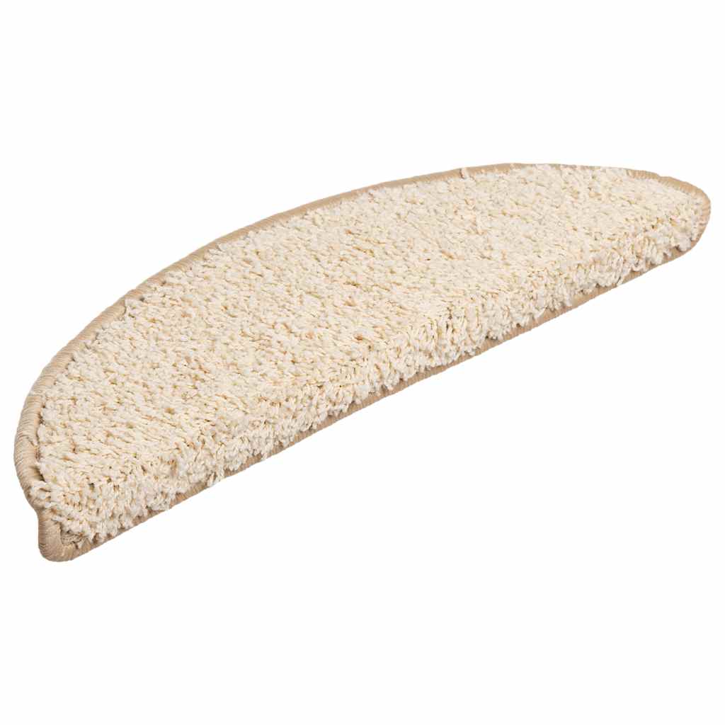 Vidaxx alfombras para escaleras 30uds 56x17x3 cm crema semicircular