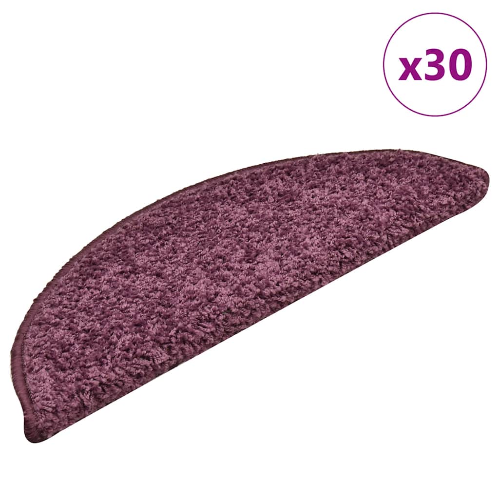 Vidaxl trapmatten 30 st 56x17x3 cm donkerpaars halfrond