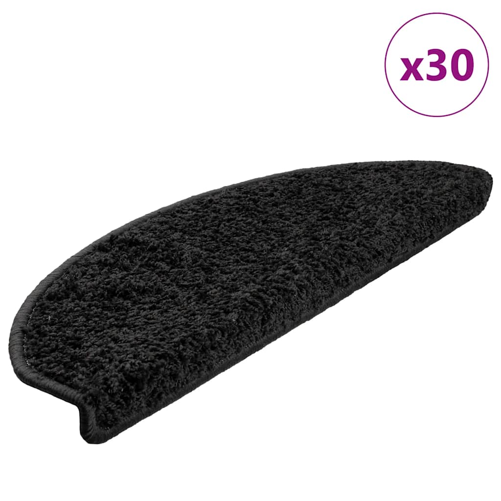 Tappetini per scale Vidaxx 30 pz 65x21x4 cm nero semicircolare grande