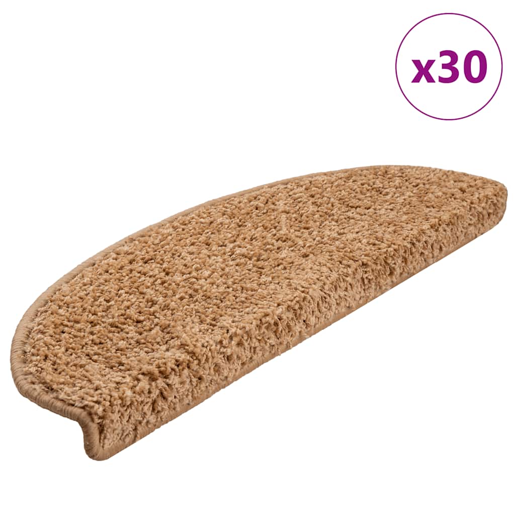 Vidaxx alfombras para escaleras 30uds 65x21x4 cm beige semicirculares grandes