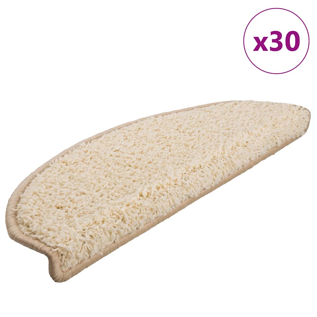 Vidaxl trapmatten 30 st 65x21x4 cm crème halfrond groot