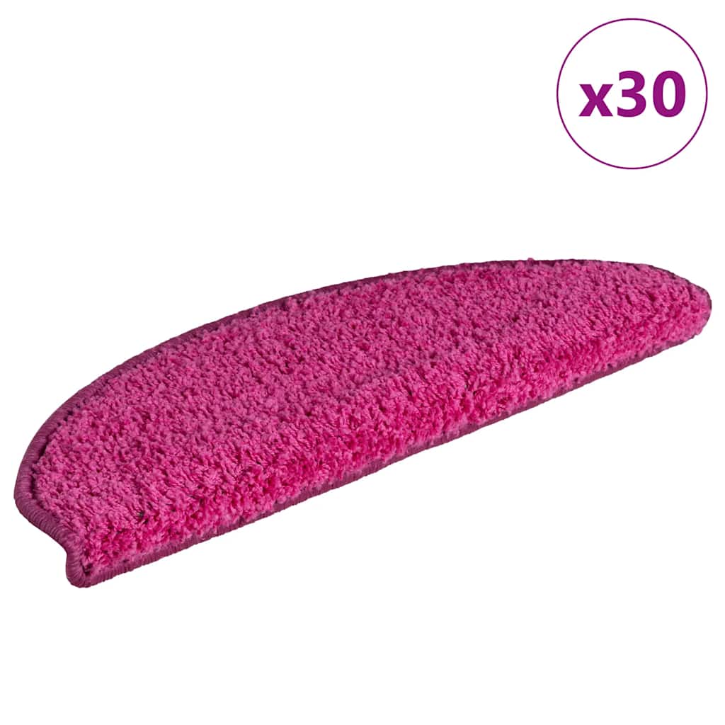 Vidaxx alfombrillas para escaleras 30 piezas 65x21x4 cm rosa semicircular grande