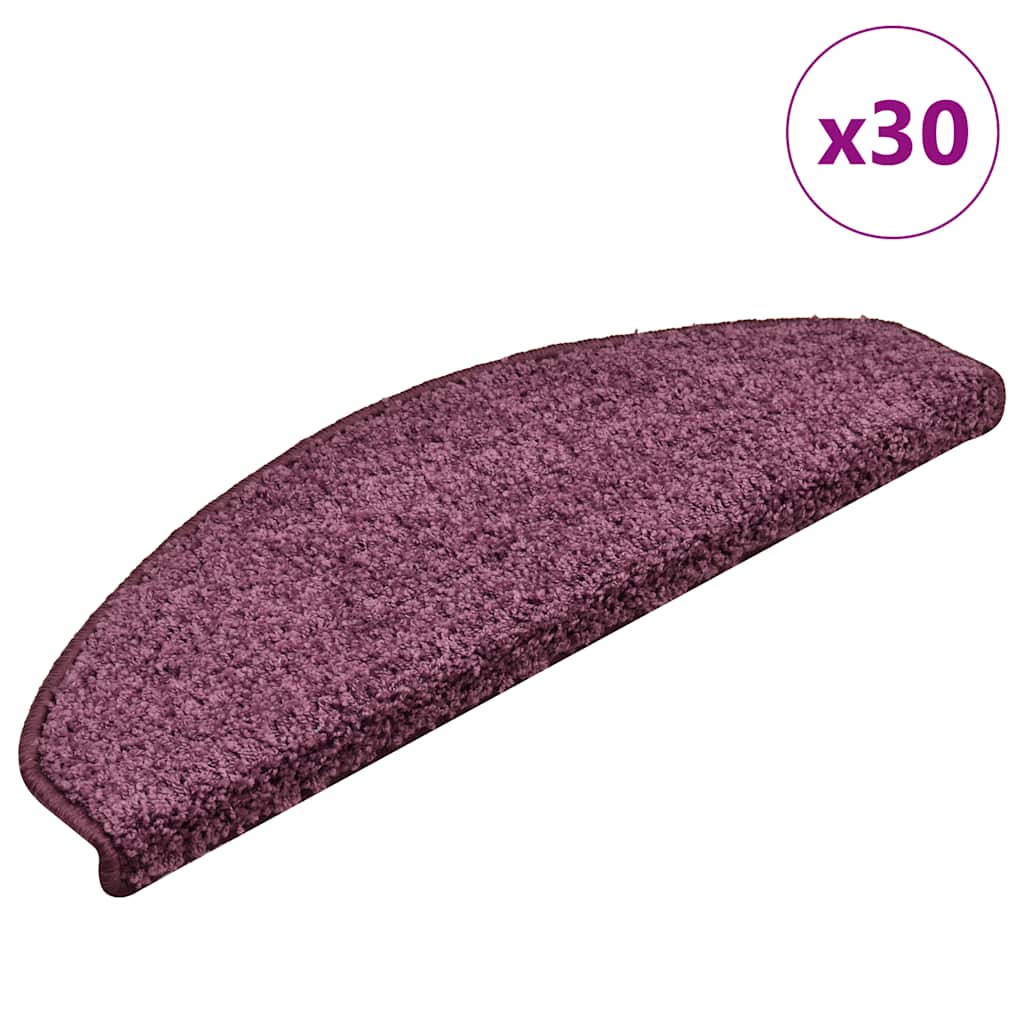 Tappetini per scale Vidaxx 30 pezzi 65x21x4 cm viola scuro semicircolare grande