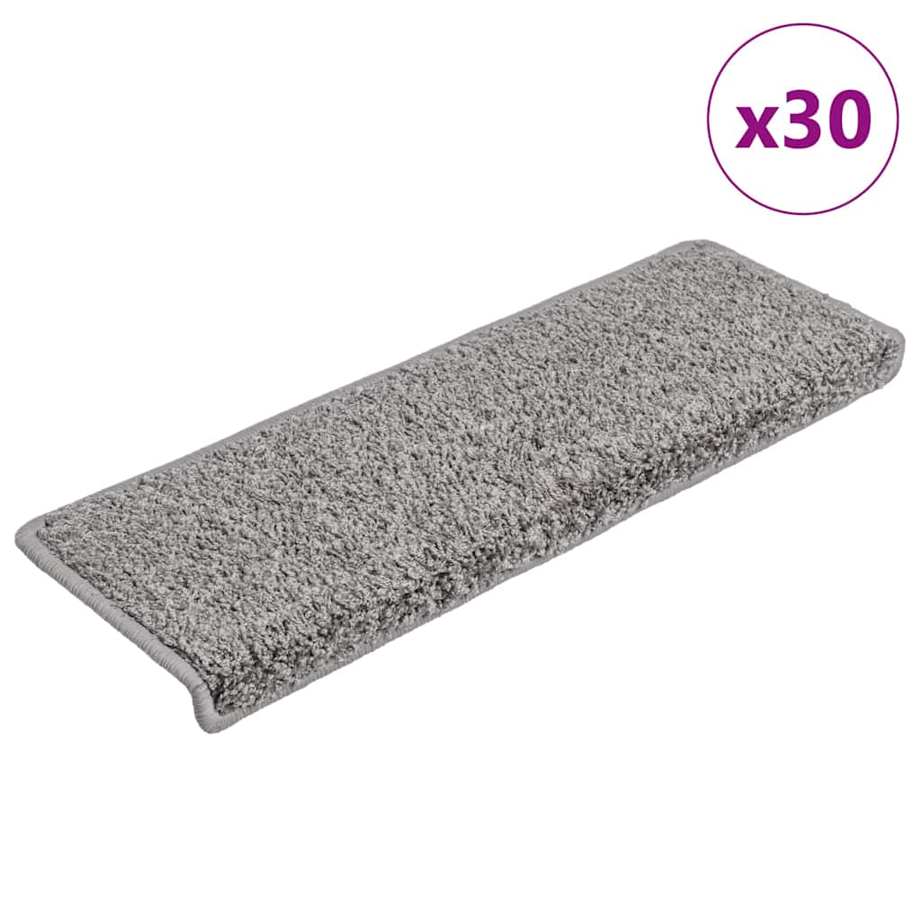 Vidaxx alfombrillas para escaleras 30uds 65x21x4 cm borde rectangular gris
