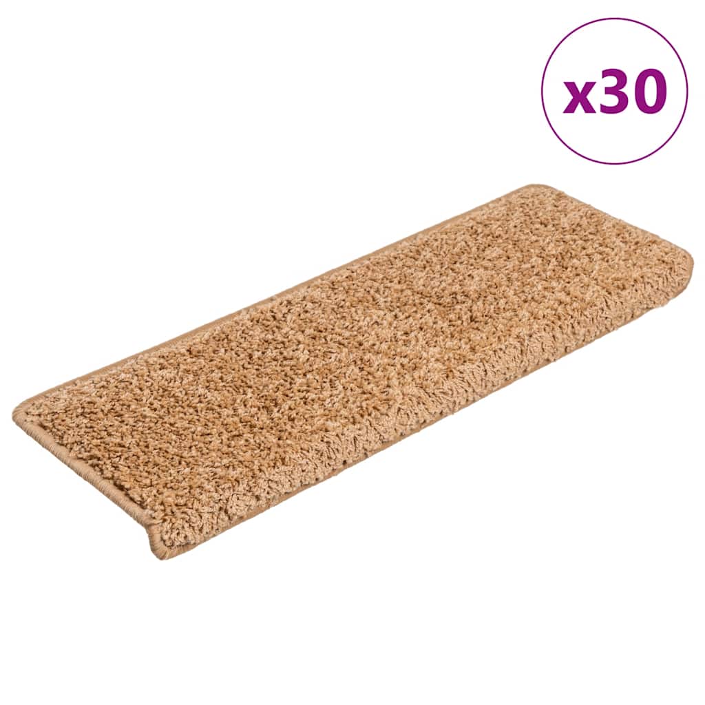 Tappetini per scale VidaXL 30 pz 65x21x4 cm bordo rettangolare beige