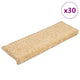 Vidaxx alfombrillas para escaleras 30 uds 65x21x4 cm crema con borde rectangular
