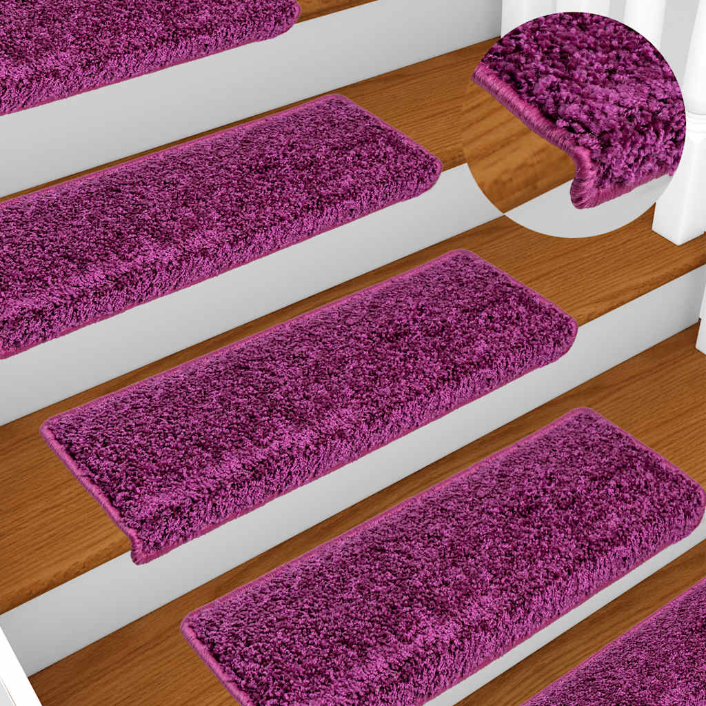 VidaXL alfombrillas para escaleras 30uds 65x21x4 cm violeta borde rectangular