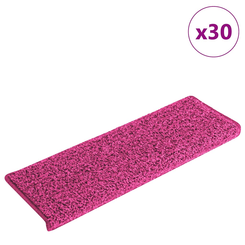 VidaXL alfombrillas para escaleras 30uds 65x21x4 cm borde rectangular rosa
