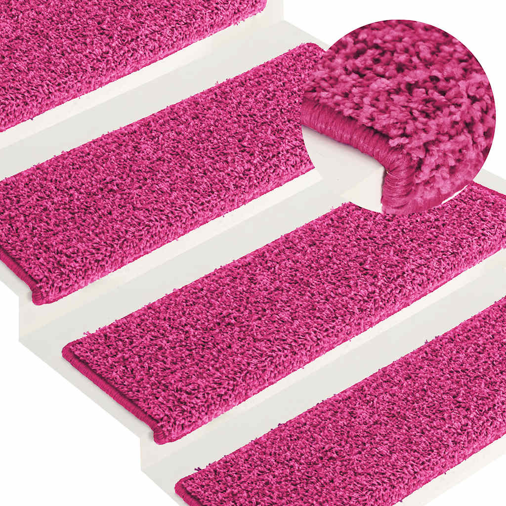 VidaXL alfombrillas para escaleras 30uds 65x21x4 cm borde rectangular rosa