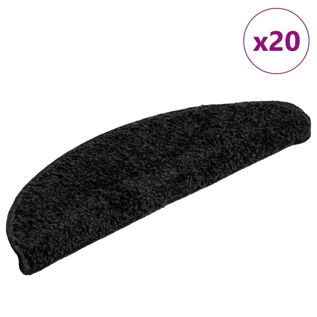 Vidaxl trapmatten 20 st 56x17x3 cm zwart halfrond