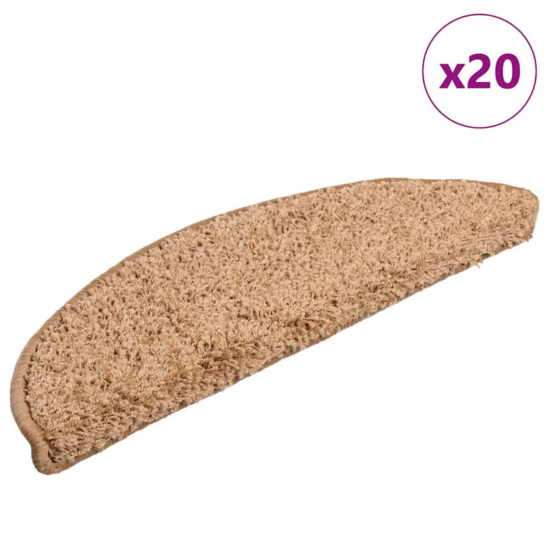 Tappetini per scale VidaXL 20 pz 56x17x3 cm beige semicircolare