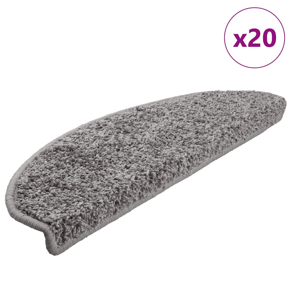 Tappetini per scale Vidaxx 20 pz 65x21x4 cm grigio semicircolare grande