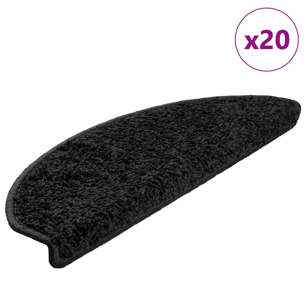 Vidaxl trapmatten 20 st 65x21x4 cm zwart halfrond groot
