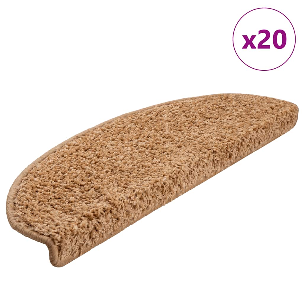 Tappetini per scale Vidaxx 20 pz 65x21x4 cm beige semicircolare grande