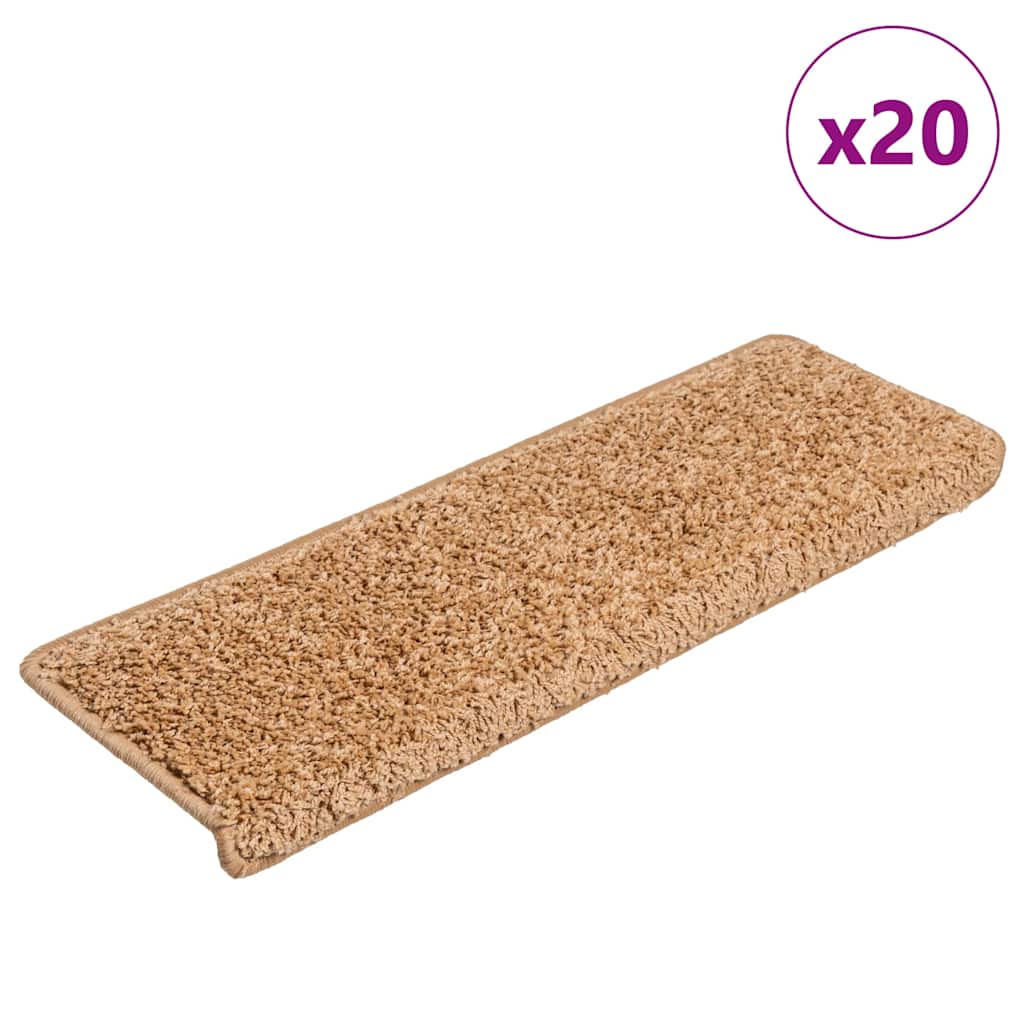 VidaXL alfombrillas para escaleras 20uds 65x21x4 cm borde rectangular beige
