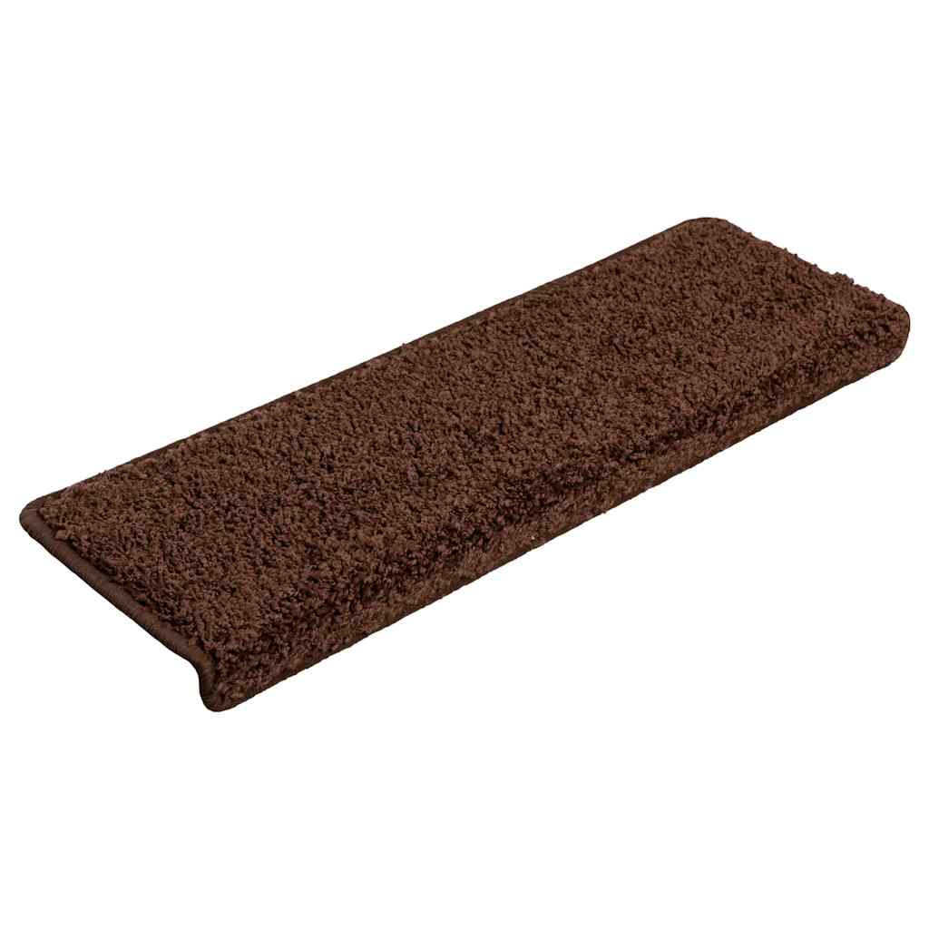 Vidaxx alfombras para escaleras 20uds 65x21x4 cm borde rectangular marrón