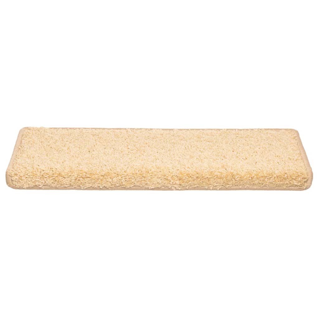 Vidaxx alfombrillas para escaleras 20 uds 65x21x4 cm crema con borde rectangular