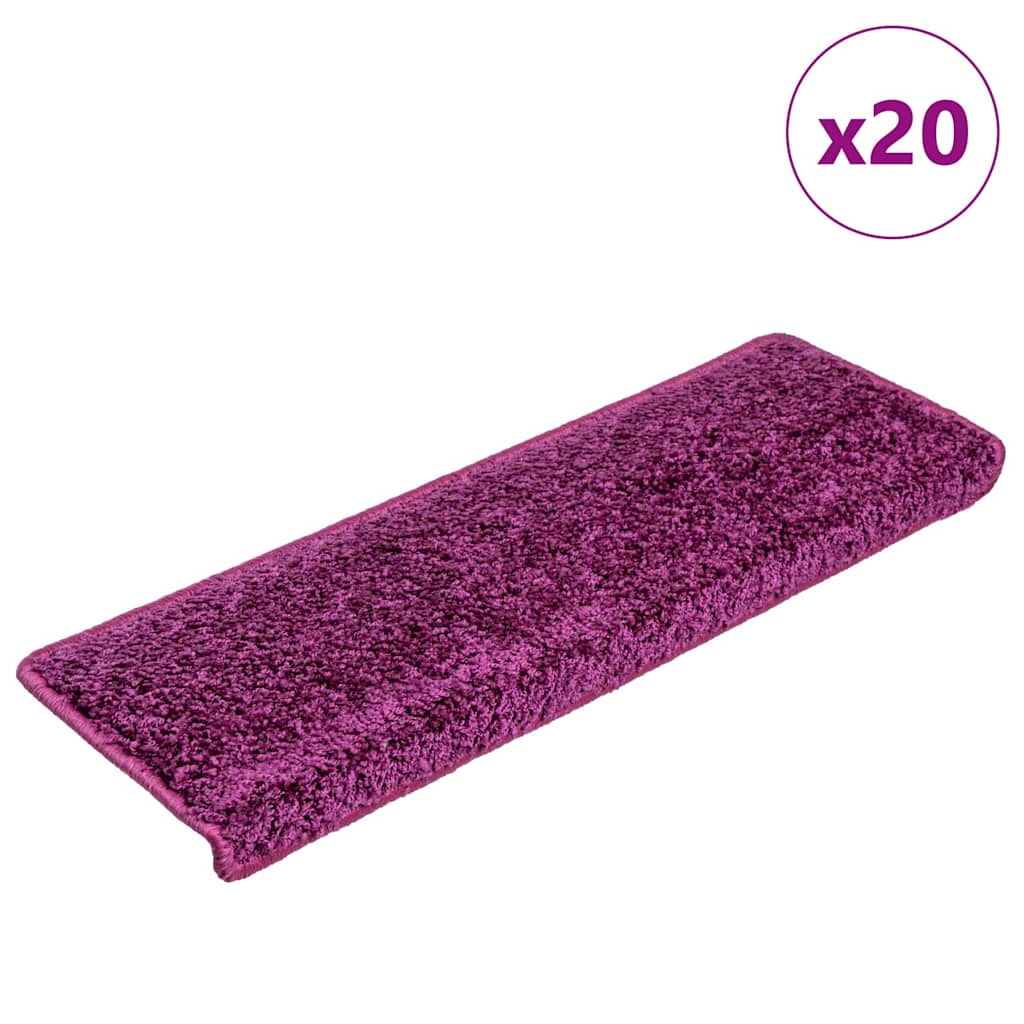 VidaXL alfombrillas para escaleras 20uds 65x21x4 cm violeta borde rectangular