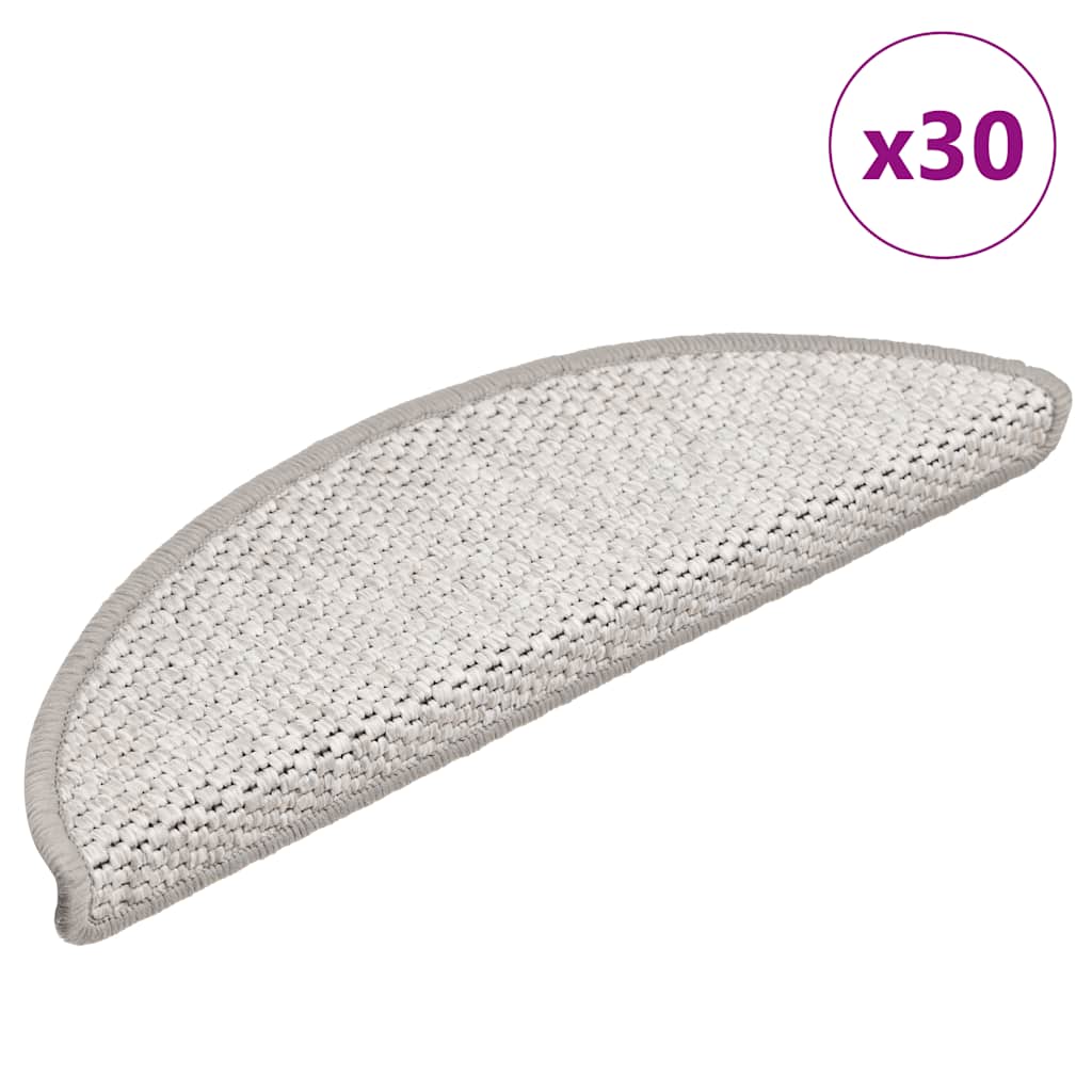 VidaXL tapetes para escaleras autoadhesivos aspecto sisal 30 piezas 56x17x3 cm platino