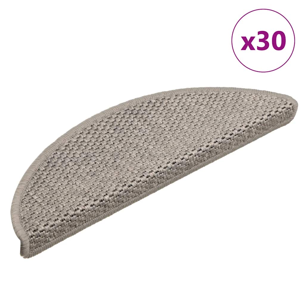 VidaXL alfombrillas para escaleras autoadhesivas 30 unidades aspecto sisal 56x17x3cm plateado