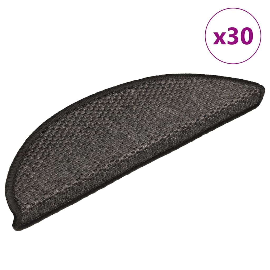 VidaXL Tappetini per scale autoadesivi aspetto sisal 30 pz 56x17x3 cm antracite