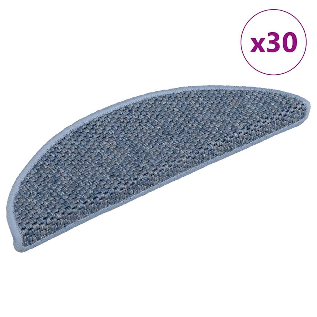 VidaXL tapetes para escaleras autoadhesivos aspecto sisal 30 piezas 56x17x3 cm azul