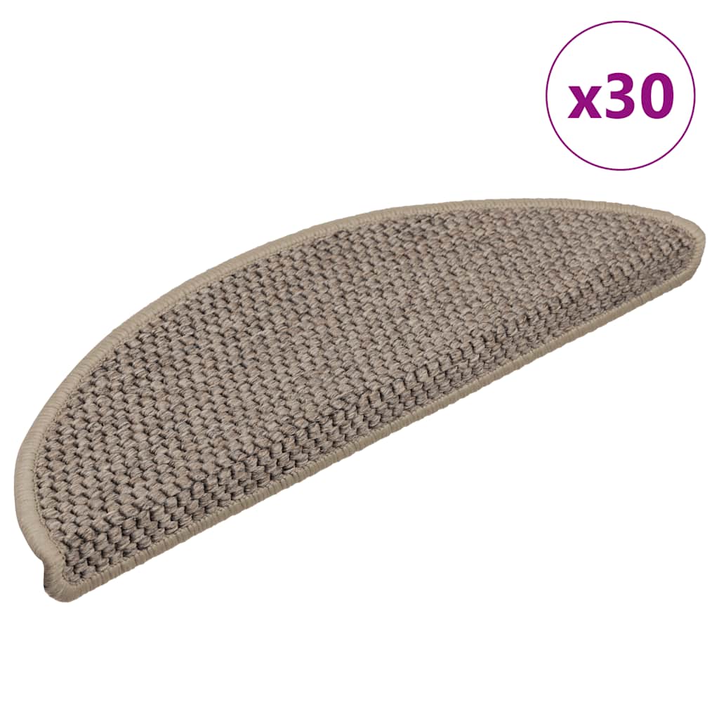 VidaXL Tappetini per scale autoadesivi aspetto sisal 30 pezzi 56x17x3 cm beige scuro