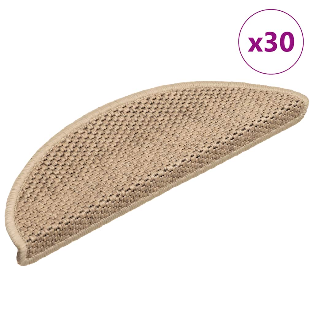 VidaXL tapetes para escaleras autoadhesivos aspecto sisal 30 piezas 56x17x3 cm arena