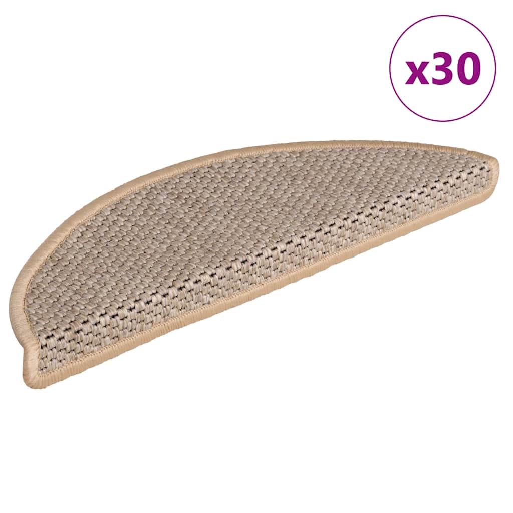 VidaXL alfombrillas para escaleras autoadhesivas aspecto sisal 30 unidades 56x17x3 cm beige claro