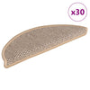 VidaXL Tappetini per scale autoadesivi aspetto sisal 30 pezzi 56x17x3 cm beige chiaro