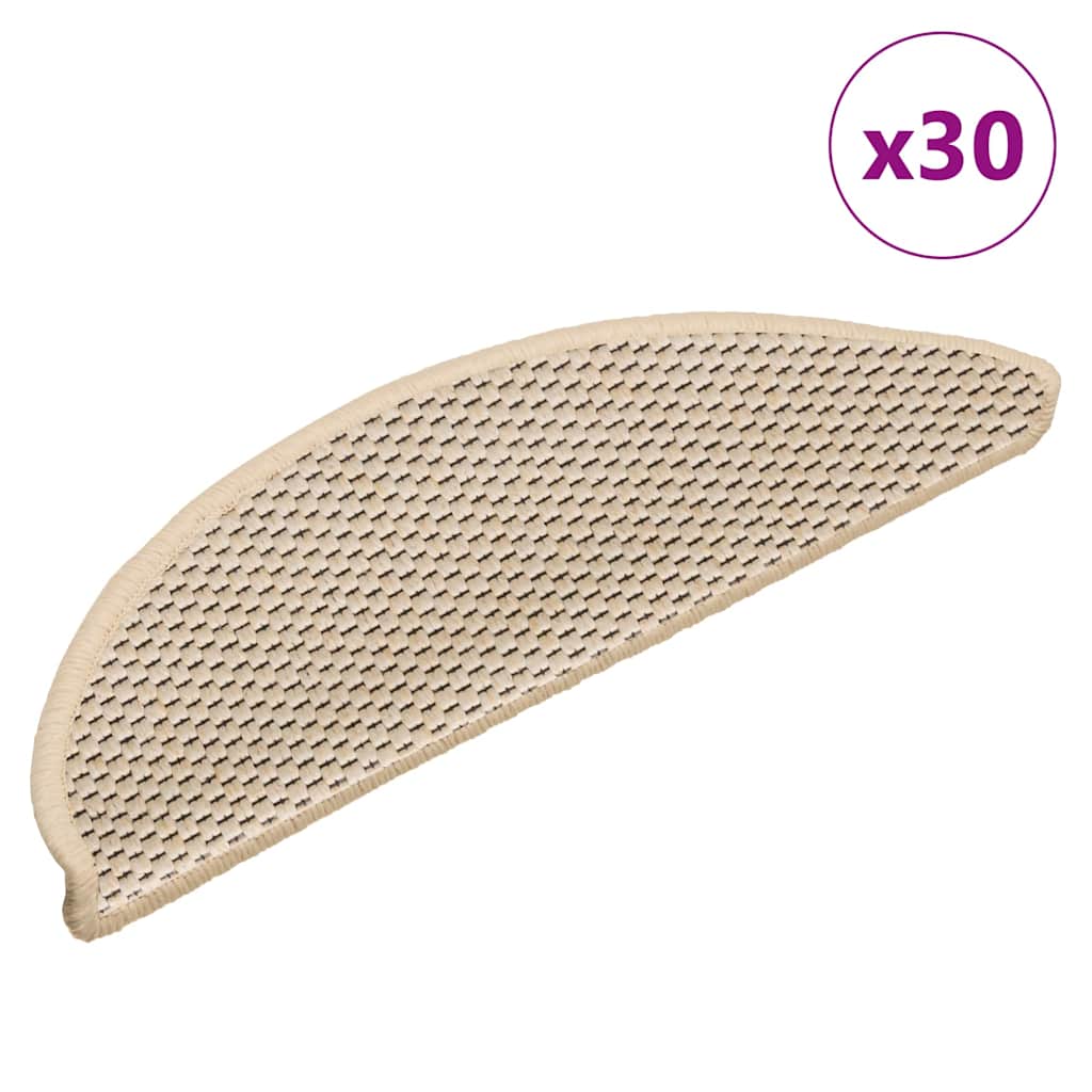 VidaXL Tappetini per Scale Autoadesivi Aspetto Sisal 30 Pezzi 56x17x3 cm Berbero