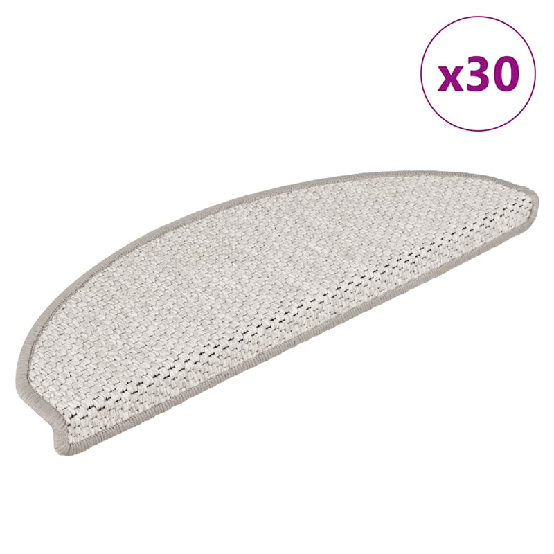 Vidaxxl Tappetini per scale autoadesivi aspetto sisal 30 pz 65x21x4 cm platino