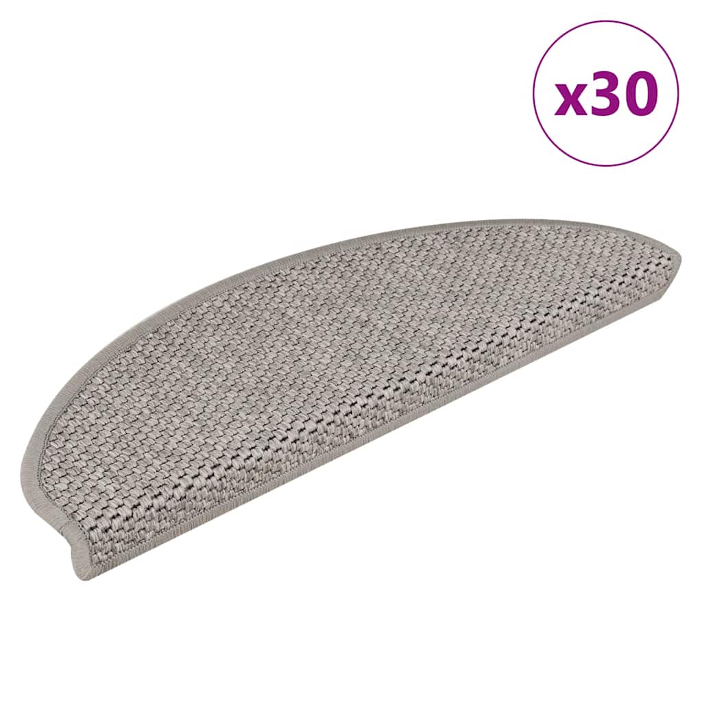Vidaxx tapetes para escaleras autoadhesivos aspecto sisal 30 piezas 65x21x4cm color plateado