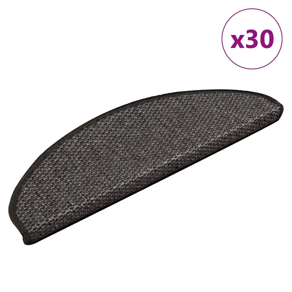 VidaXL Tappetini per scale autoadesivi aspetto sisal 30 pz 65x21x4 cm antracite