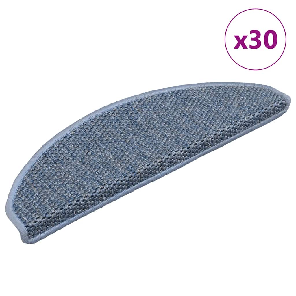 VidaXL tapetes para escaleras autoadhesivos aspecto sisal 30 piezas 65x21x4 cm azul
