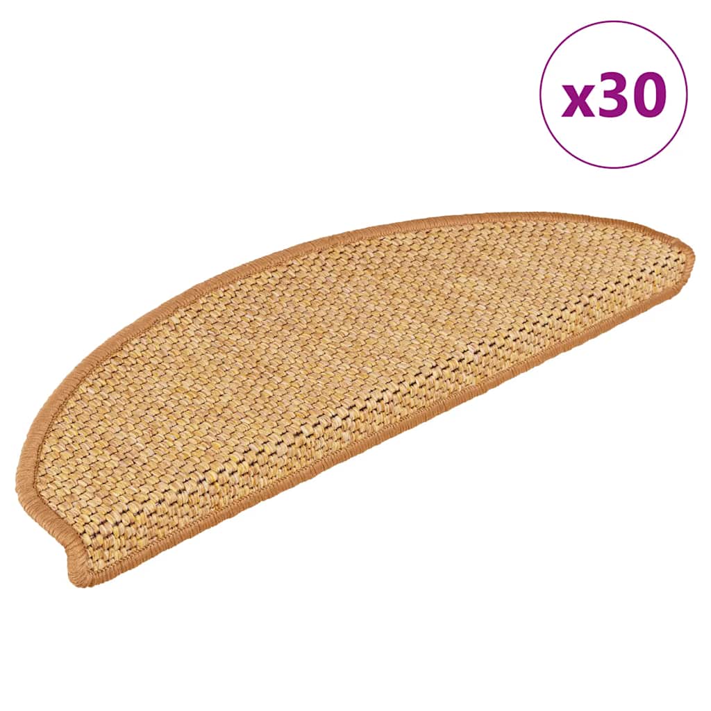 VidaXL Tappetini per scale autoadesivi aspetto sisal 30 pezzi 65x21x4 cm sisal
