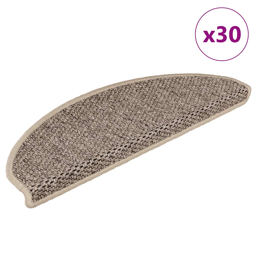VidaXL Tappetini per scale autoadesivi aspetto sisal 30 pezzi 65x21x4 cm beige scuro