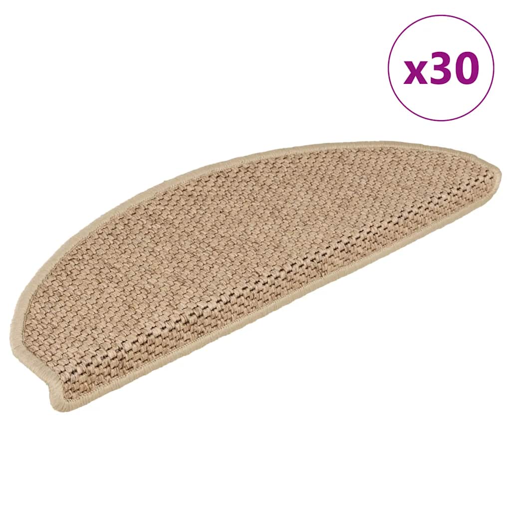 VidaXL Tappetini per scale autoadesivi aspetto sisal 30 pz 65x21x4 cm sabbia
