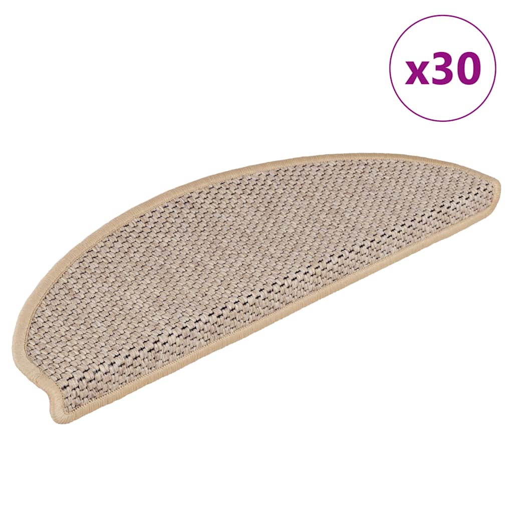 VidaXL alfombrillas para escaleras aspecto sisal autoadhesivas 30 piezas 65x21x4 cm beige claro