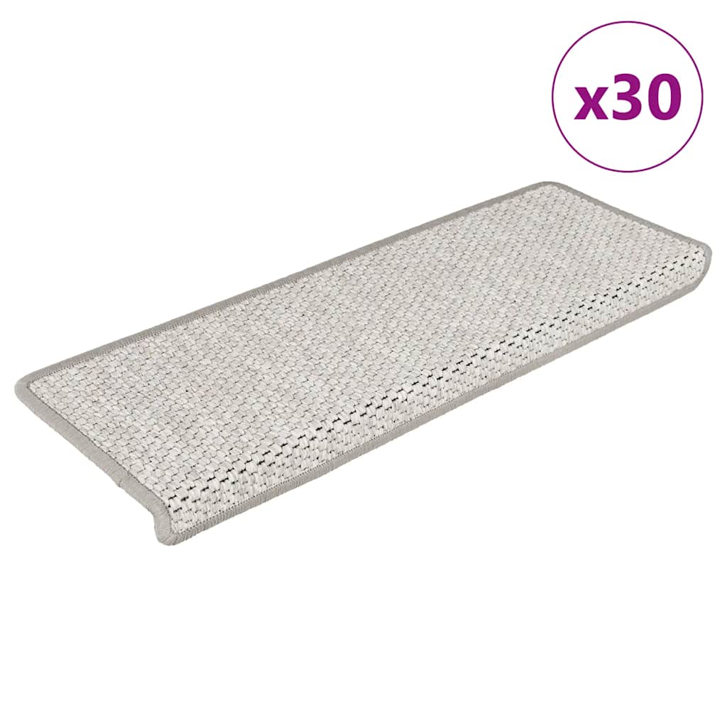 Vidaxxl Tappetini per scale autoadesivi aspetto sisal 30 pz 65x21x4 cm platino