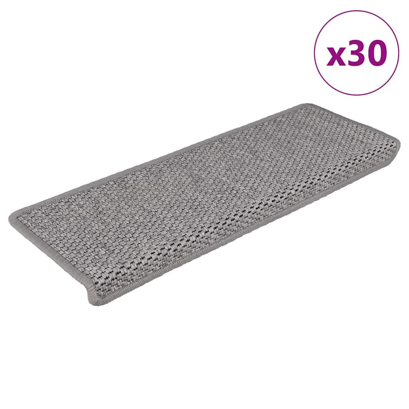 Vidaxx Tappetini per scale autoadesivi aspetto sisal 30 pezzi 65x21x4 cm color argento
