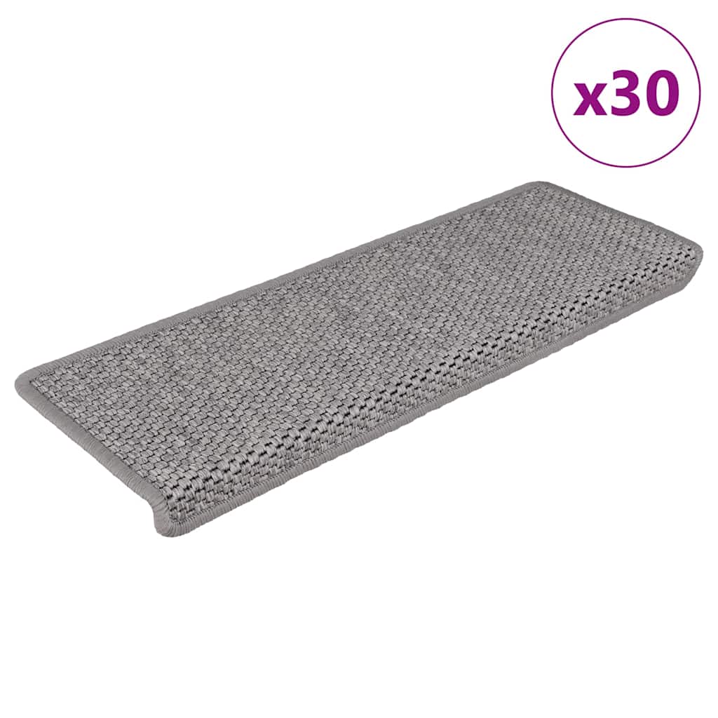 Vidaxl trapmatten zelfklevend sisal-look 30 st 65x21x4cm zilverkleurig