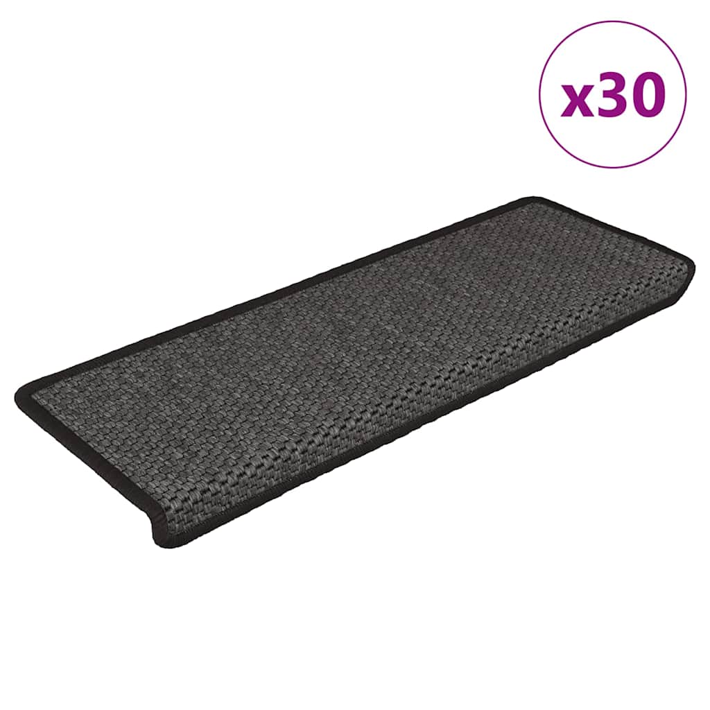 VidaXL Tappetini per scale autoadesivi aspetto sisal 30 pz 65x21x4 cm antracite