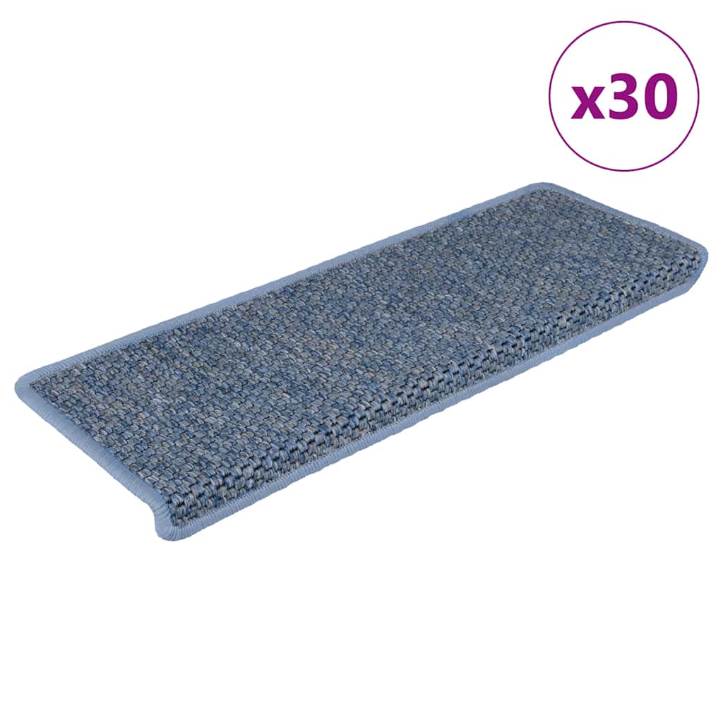 VidaXL alfombrillas para escaleras autoadhesivas 30 unidades aspecto sisal 65x21x4 cm azul