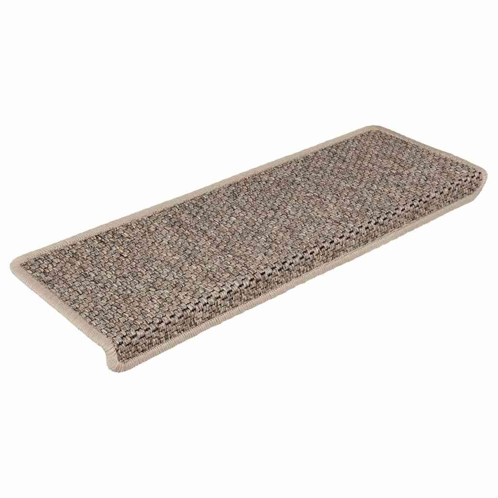 VidaXL Tappetini per scale autoadesivi 30 pezzi aspetto sisal 65x21x4 cm beige scuro