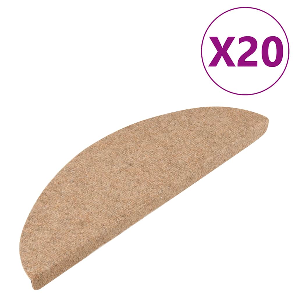 Tappetini per scale VidaXL autoadesivi 20 pezzi 56x17x3 cm beige