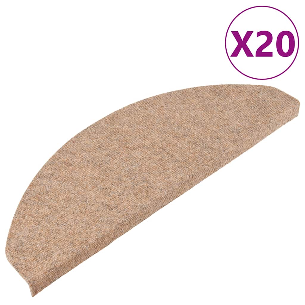 VidaXL Tappetini per scale autoadesivi 20 pz 65x22,5x3,5 cm beige