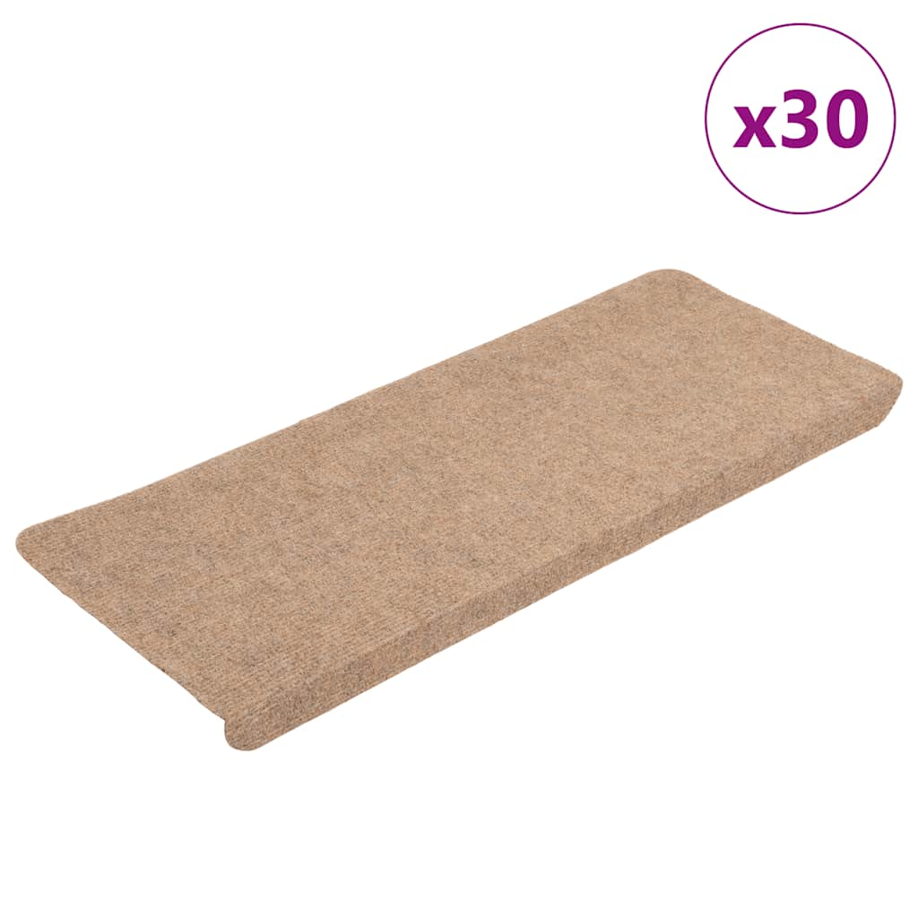 VidaXL Tappetini per scale autoadesivi 30 pezzi 65x24,5x3,5 cm beige